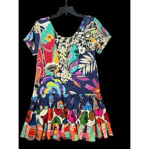 Vtg 80's Jams World Womens S Rase Rain Rose Multicolored Dress Made In Hawaii US